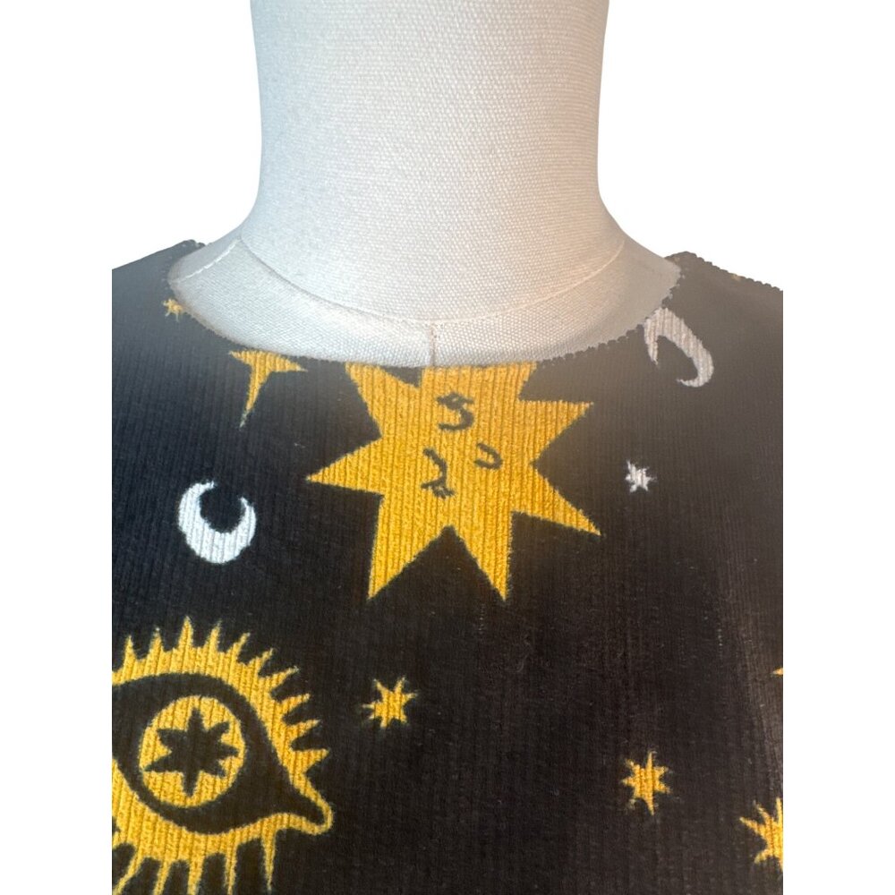 Black Friday Size 6 Cosmic Print Mini Black Gold White Corduroy Dress NWT - Picture 6 of 16